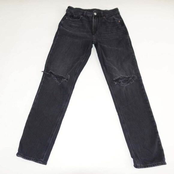 American Eagle Women's Strigid Mom Jeans Size 2 Regular Black High Rise Denim 2R - Picture 1 of 9
